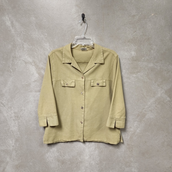 Color Me Cotton Women's Soft Sage Green Textured Shacket Size M - Picture 4 of 7